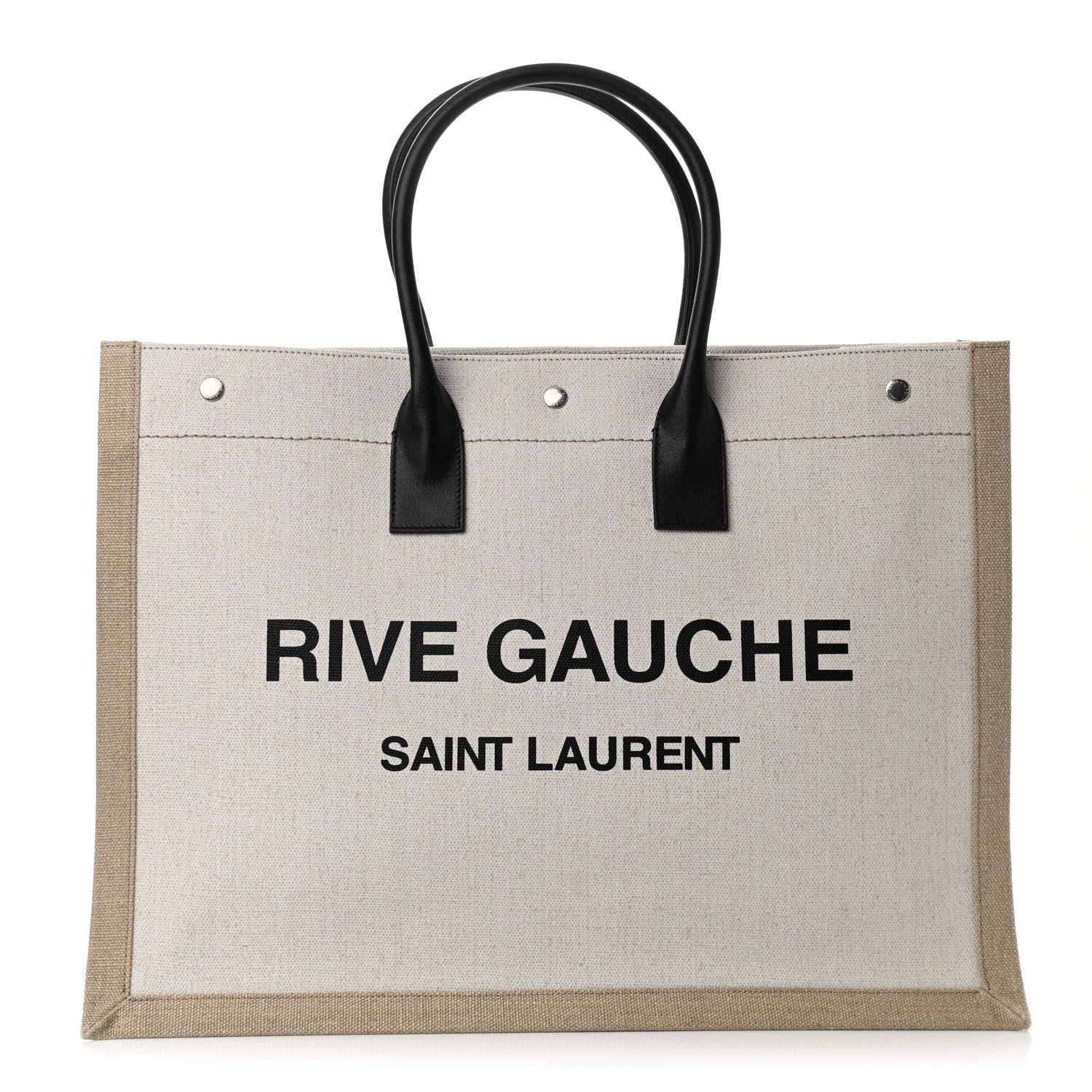 Saint Laurent Linen Calfskin Rive Gauche Tote Optic White 1 of 9