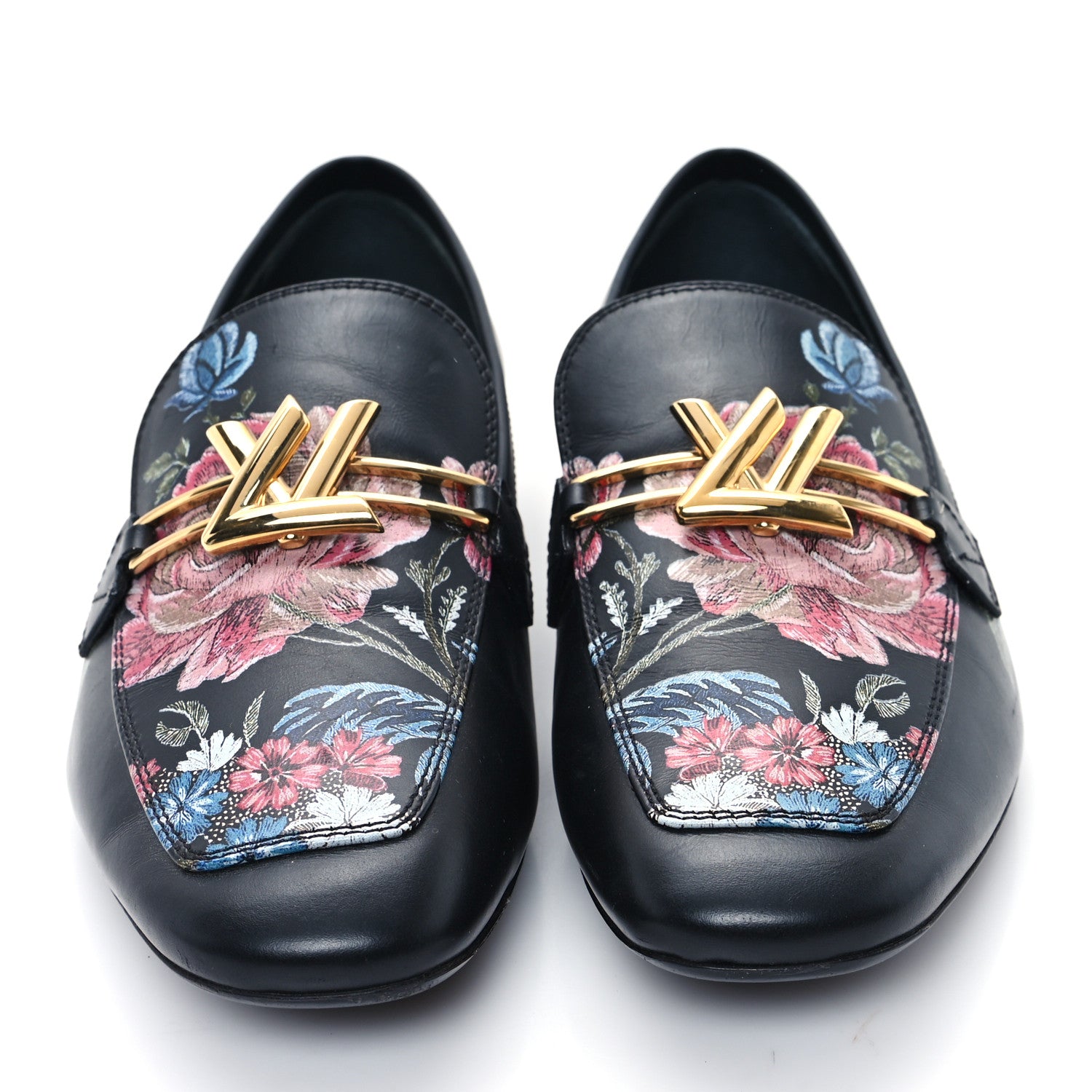 Louis Vuitton Calfskin Flowers Upper Case Flat Loafer 36 Black Multicolor 3 of 9