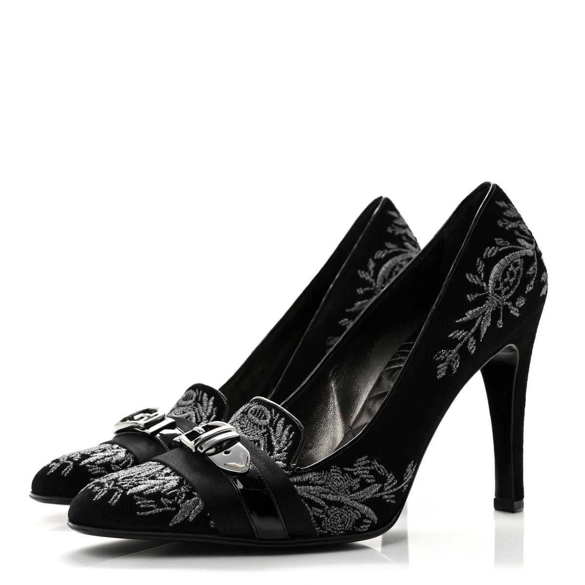 Suede Brocade Pumps 9 Black