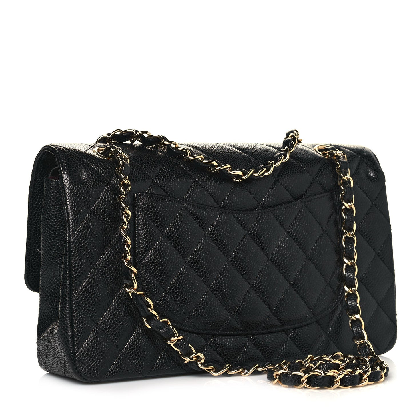 Caviar Quilted Medium Double Flap Black