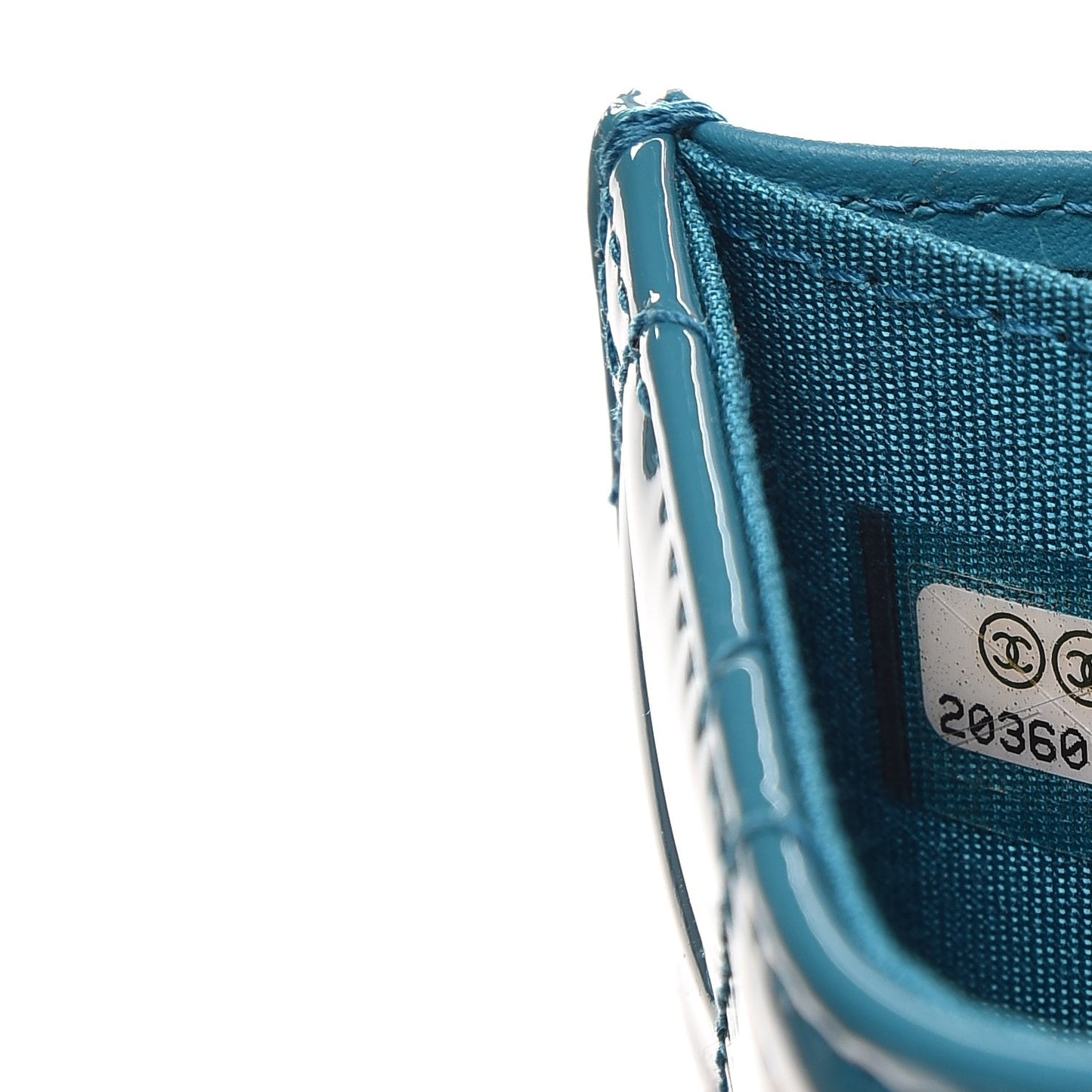 Patent Quilted Card Holder Turquoise
