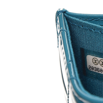 Chanel Patent Quilted Card Holder Turquoise 7 of 8