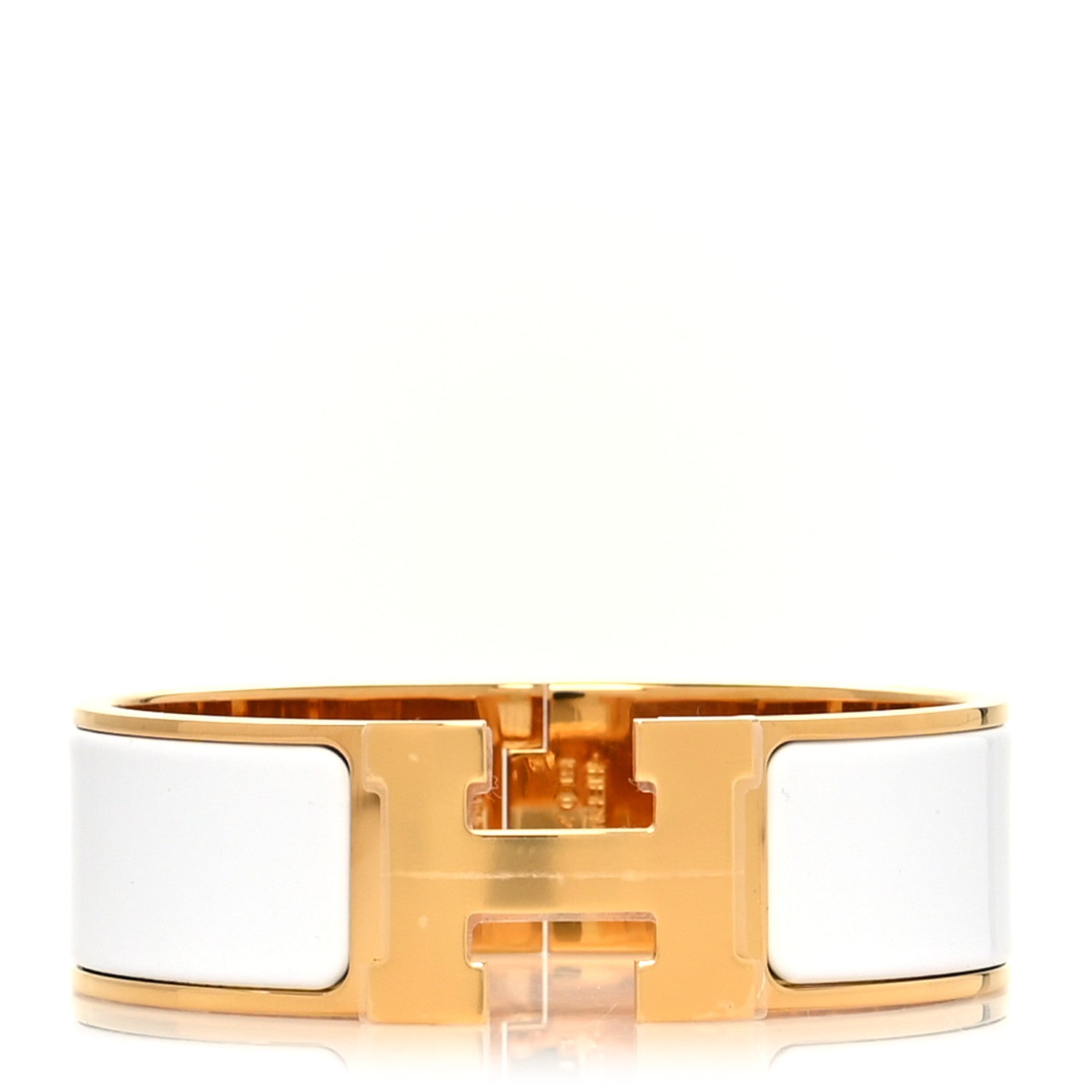 Hermes Enamel Wide Clic Clac H Bracelet GM White 1 of 5
