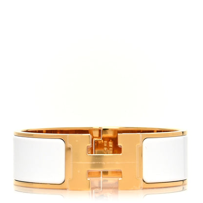 Hermes Enamel Wide Clic Clac H Bracelet GM White 1 of 5