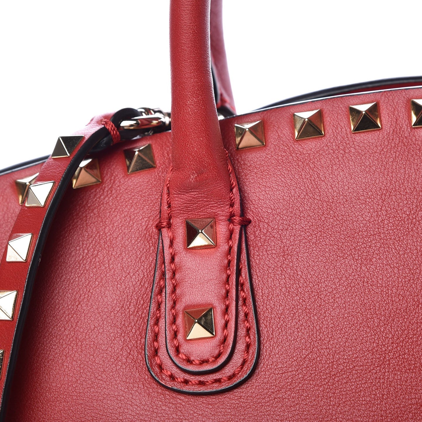 Vitello Rockstud Dome Shopper Rosso Valentino