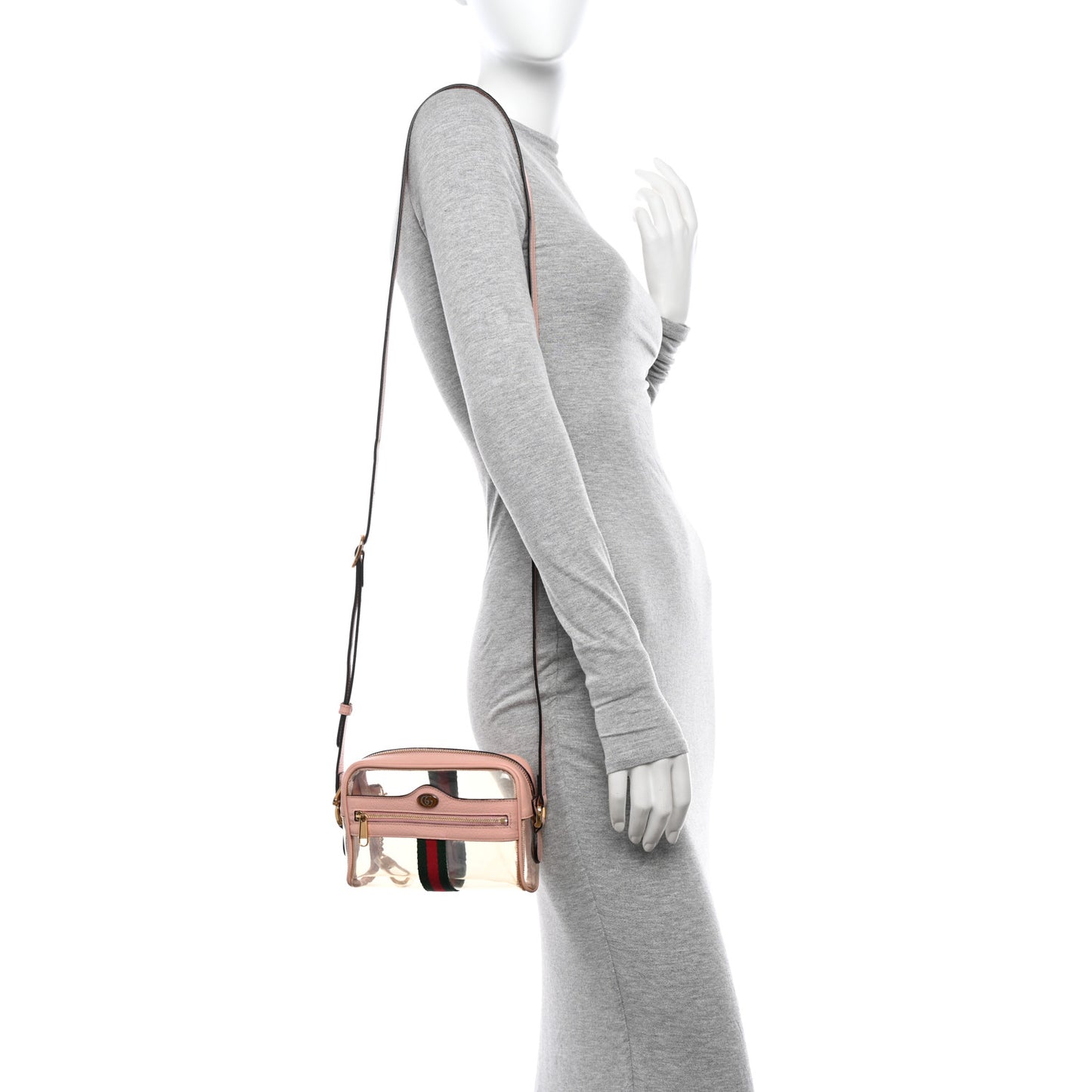 Vinyl Web Mini Ophidia Transparent Shoulder Bag Perfect Pink
