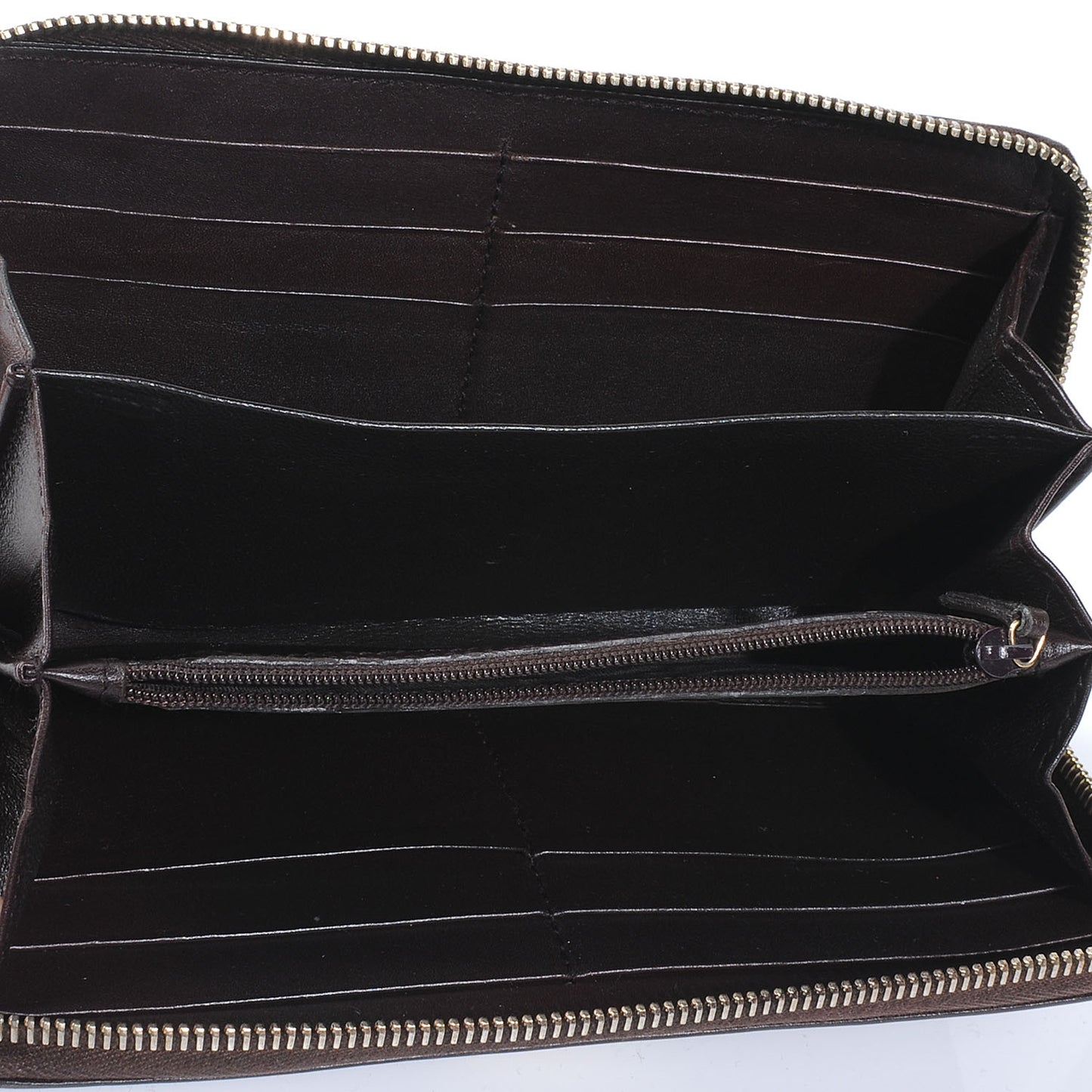 Guccissima Margaux Calfskin Metal Bar Zip Around Wallet Chocolate