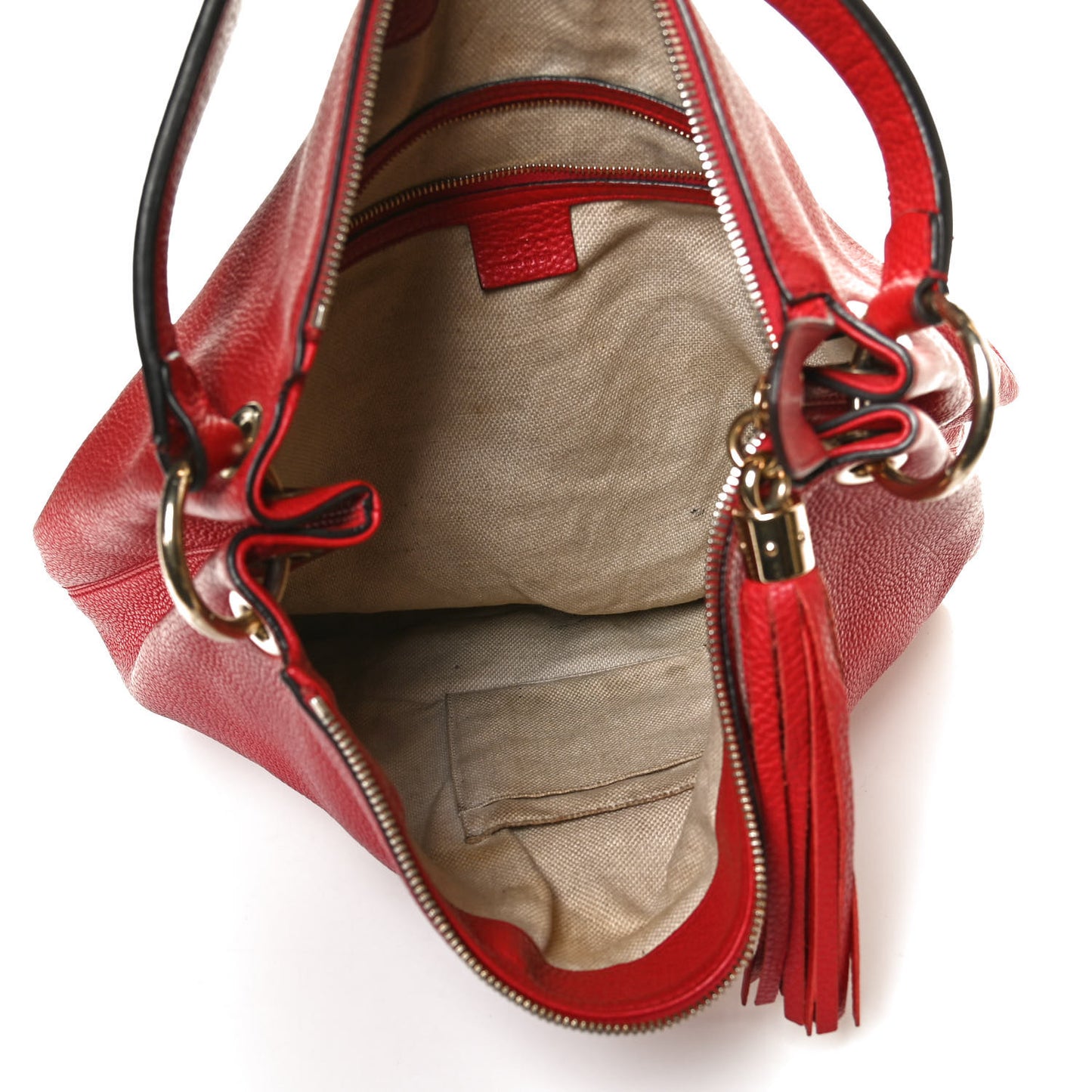 Pebbled Calfskin Large Soho Hobo Tabasco Red