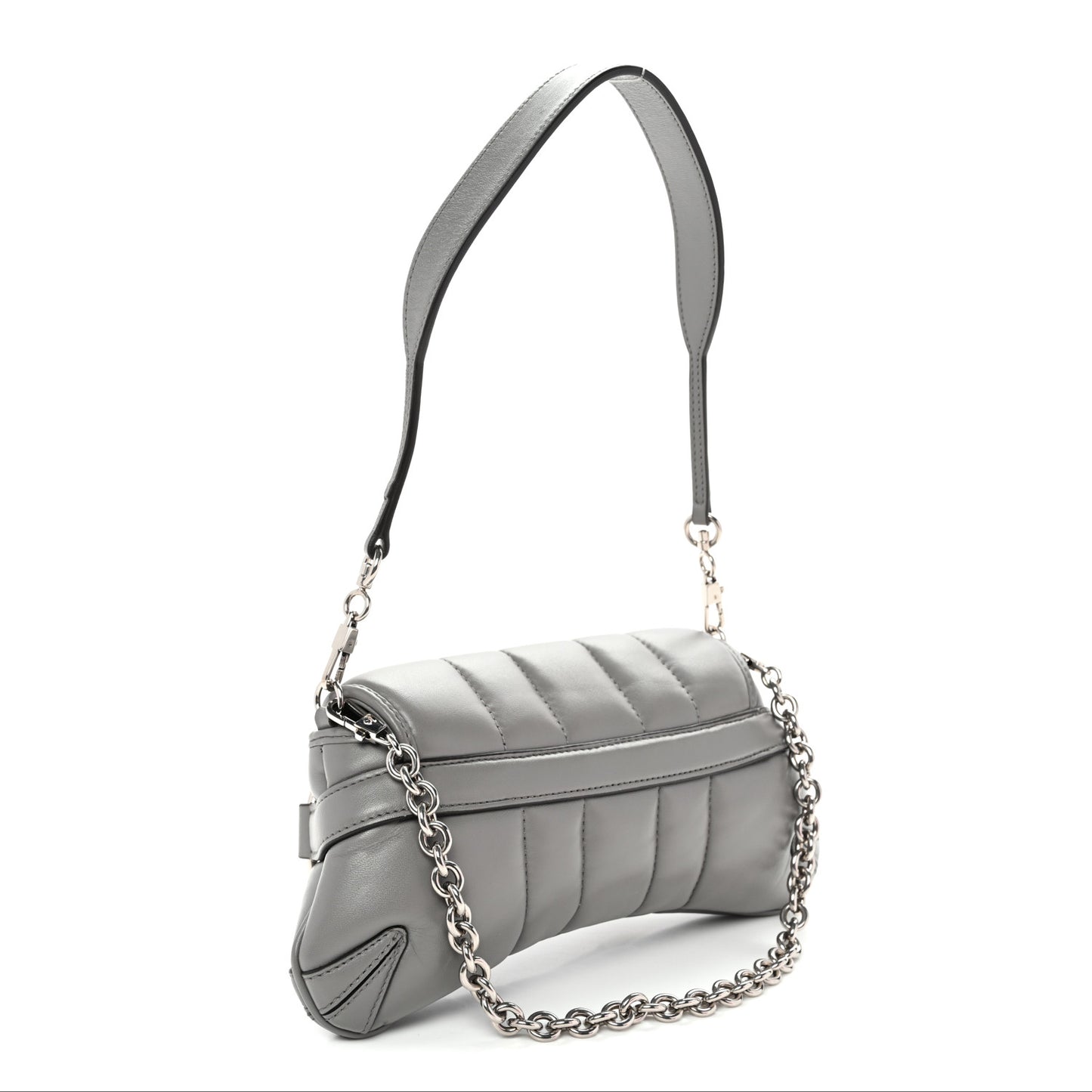 Nappa Vertical Matelasse Small Maxi Horsebit Chain Shoulder Bag Gray