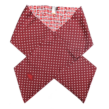 Hermes Silk Lettres Et Pois Maxi Twilly Cut Bordeaux Rouge Rose 1 of 4