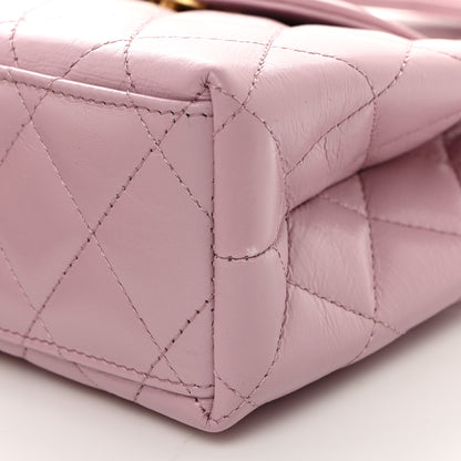 Chanel Shiny Aged Calfskin Quilted Nano Kelly Shopper Pink 10 of 10