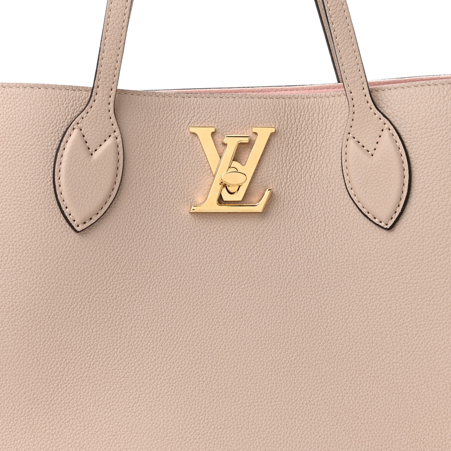 Grained Calfskin Lockme Shopper Greige