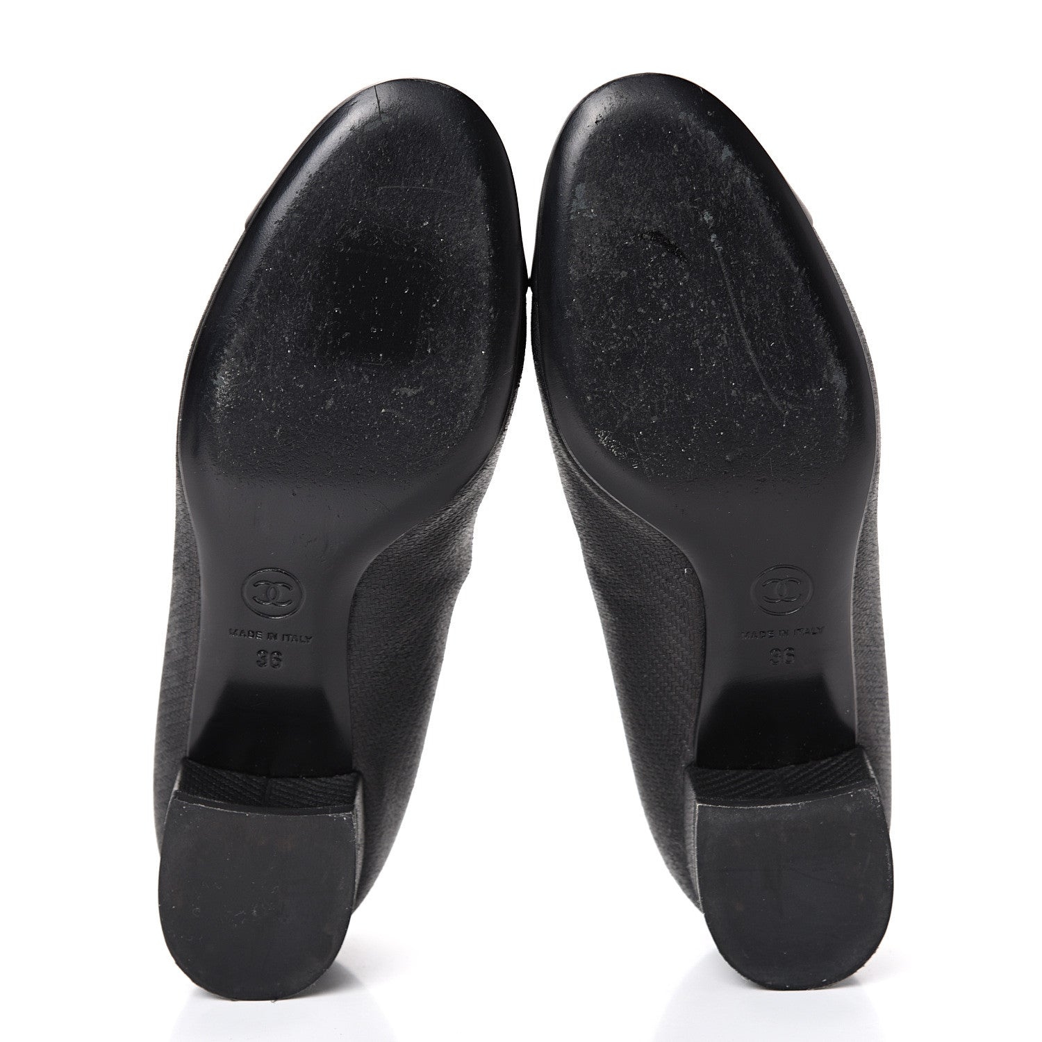 Chanel Embossed Lambskin CC Cap Toe Pump 36 Black 5 of 11