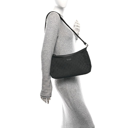 Gucci Monogram Medium Half Moon Hobo Black 2 of 10