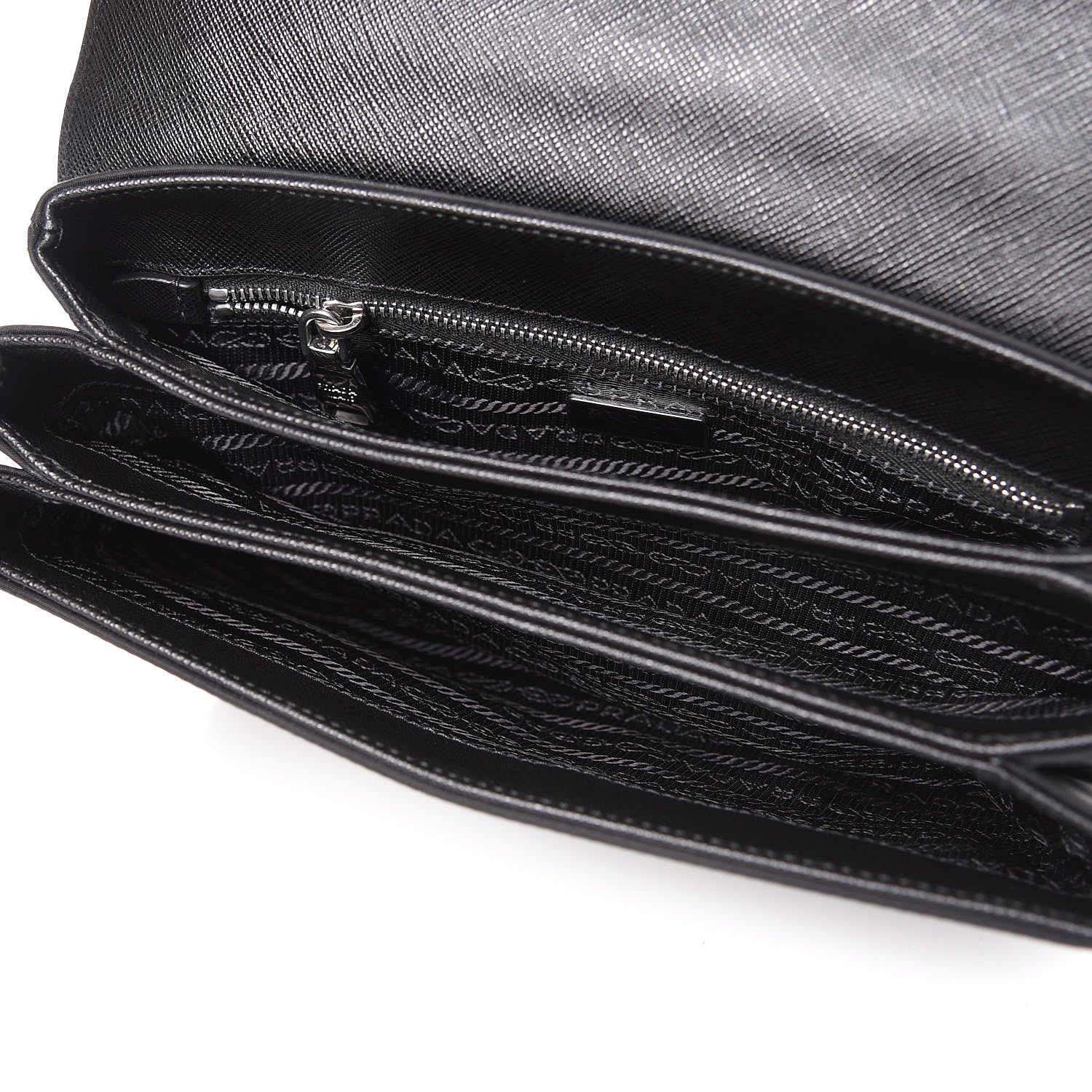 Prada Saffiano Pattina Chain Shoulder Bag Black 4 of 10