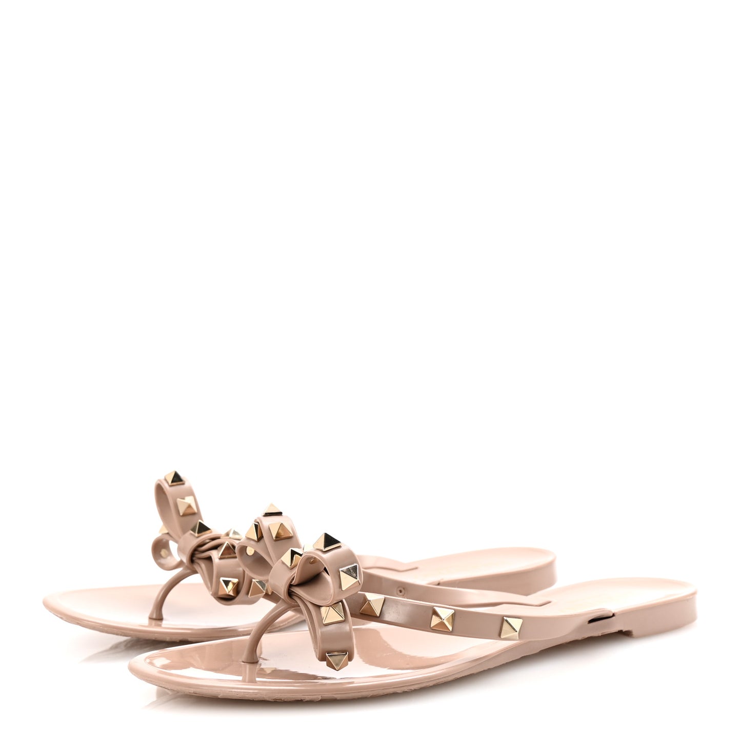 PVC Jelly Rockstud Bow Thong Sandals 39 Poudre