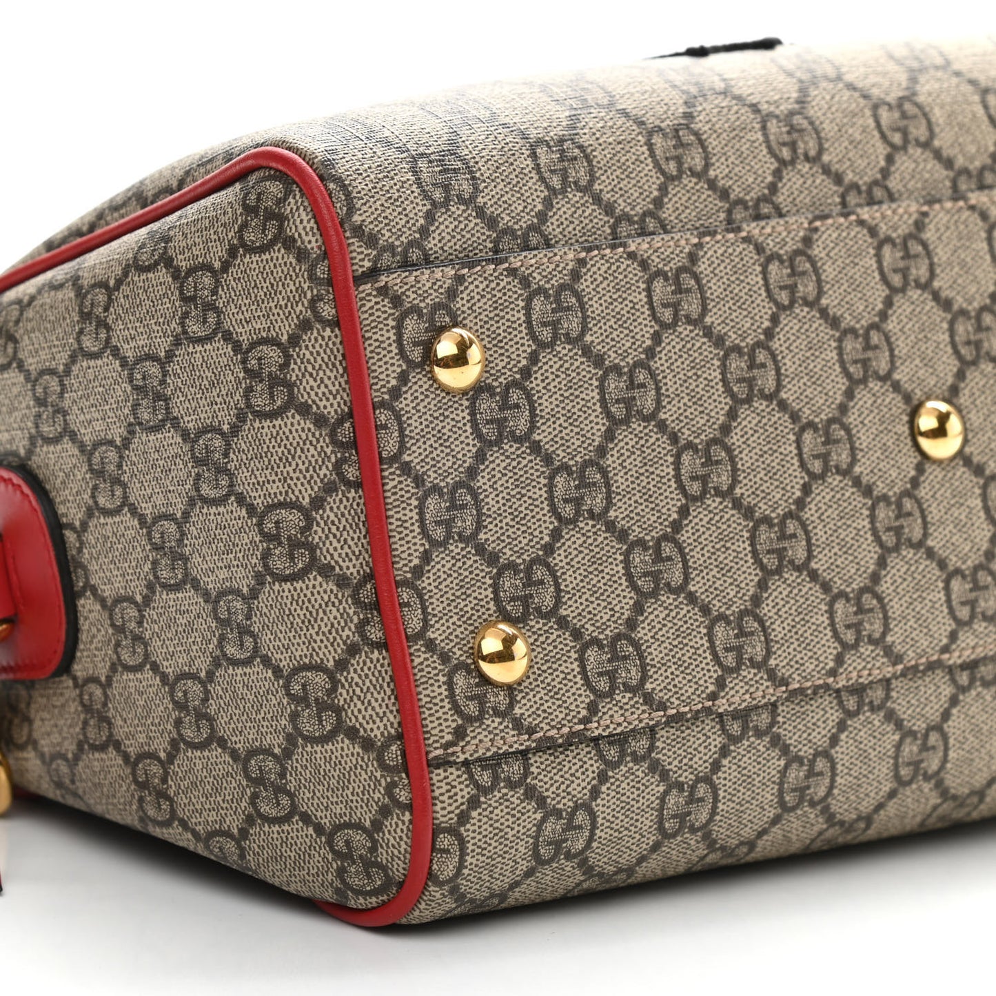 GG Supreme Monogram Kingsnake Heart Embroidered Small Boston Red