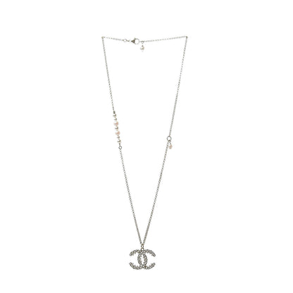 Chanel Crystal Pearl Snow Splash CC Pendant Necklace Gold 3 of 5