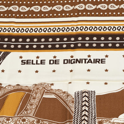 Hermes Cashmere Silk Selle De Dignitaire Shawl 140 Curry Camel White 5 of 8