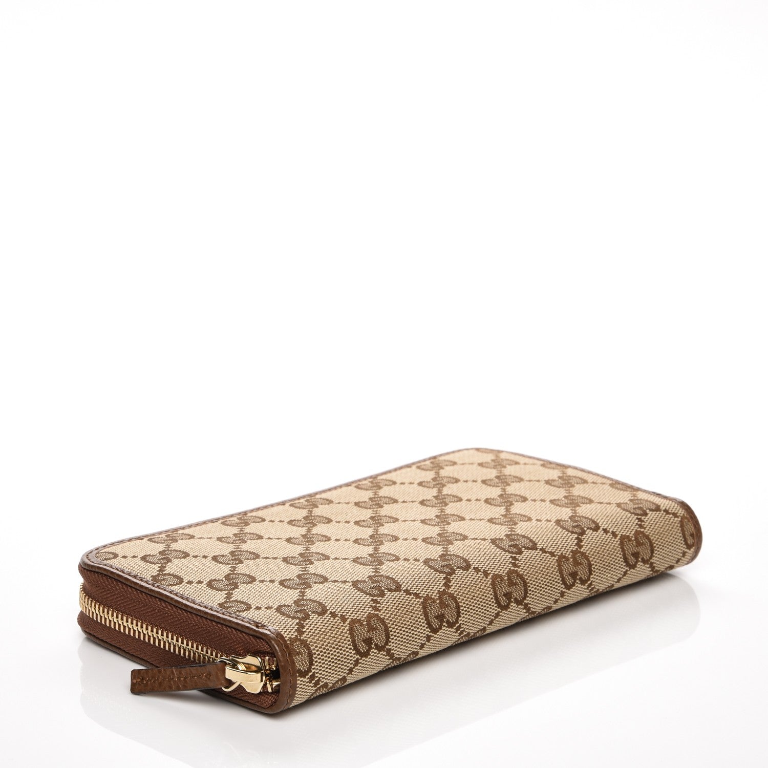 Gucci Monogram Dollar Calfskin Zip Around Wallet Beige Ebony Tabacco 4 of 6