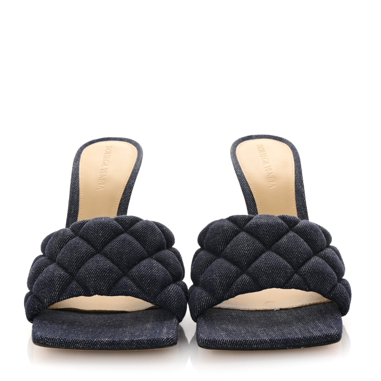 Denim Matelasse Padded Mule Sandals 38.5 Indigo