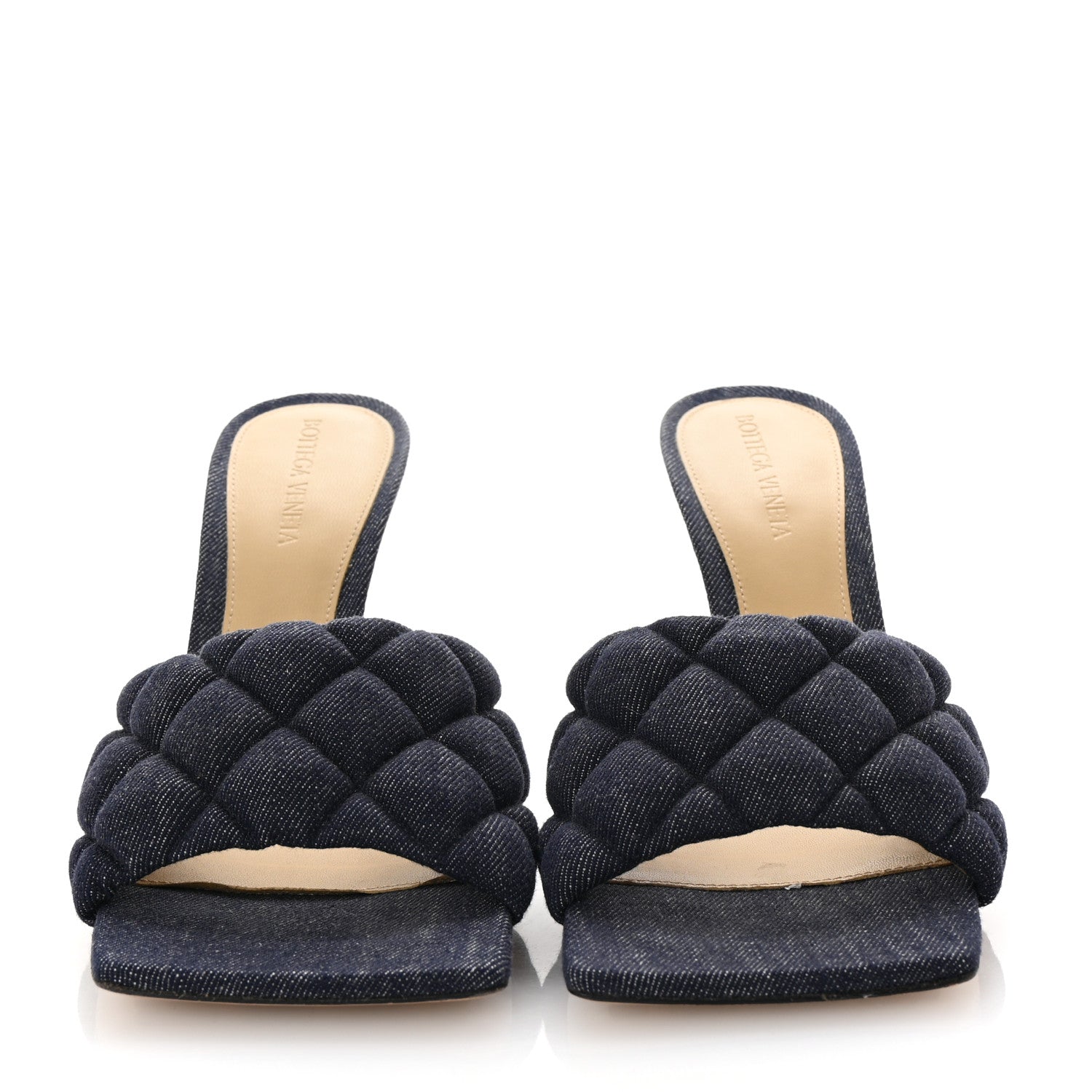 Bottega Veneta Denim Matelasse Padded Mule Sandals 38.5 Indigo 3 of 9