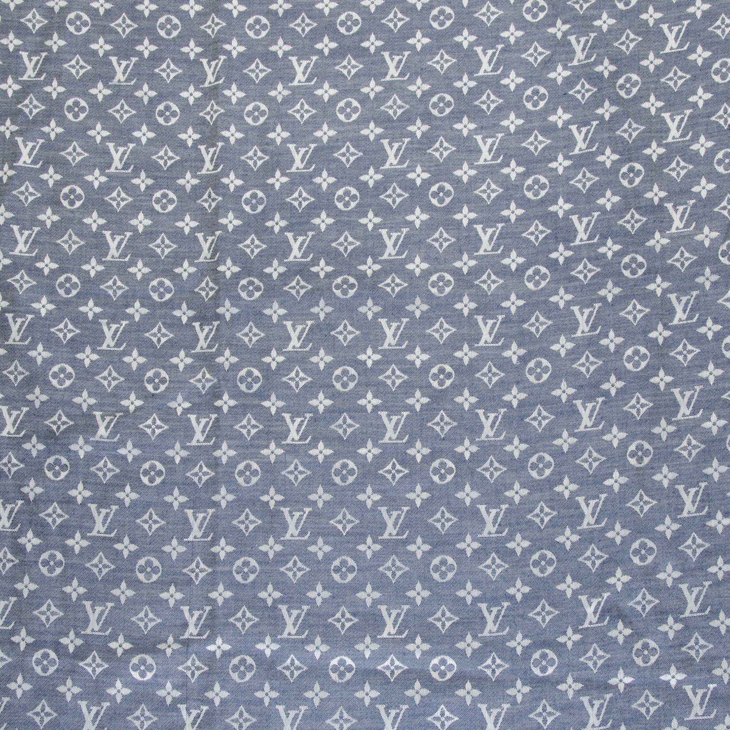 Louis Vuitton Wool Silk Monogram Denim Shawl Blue 1 of 7