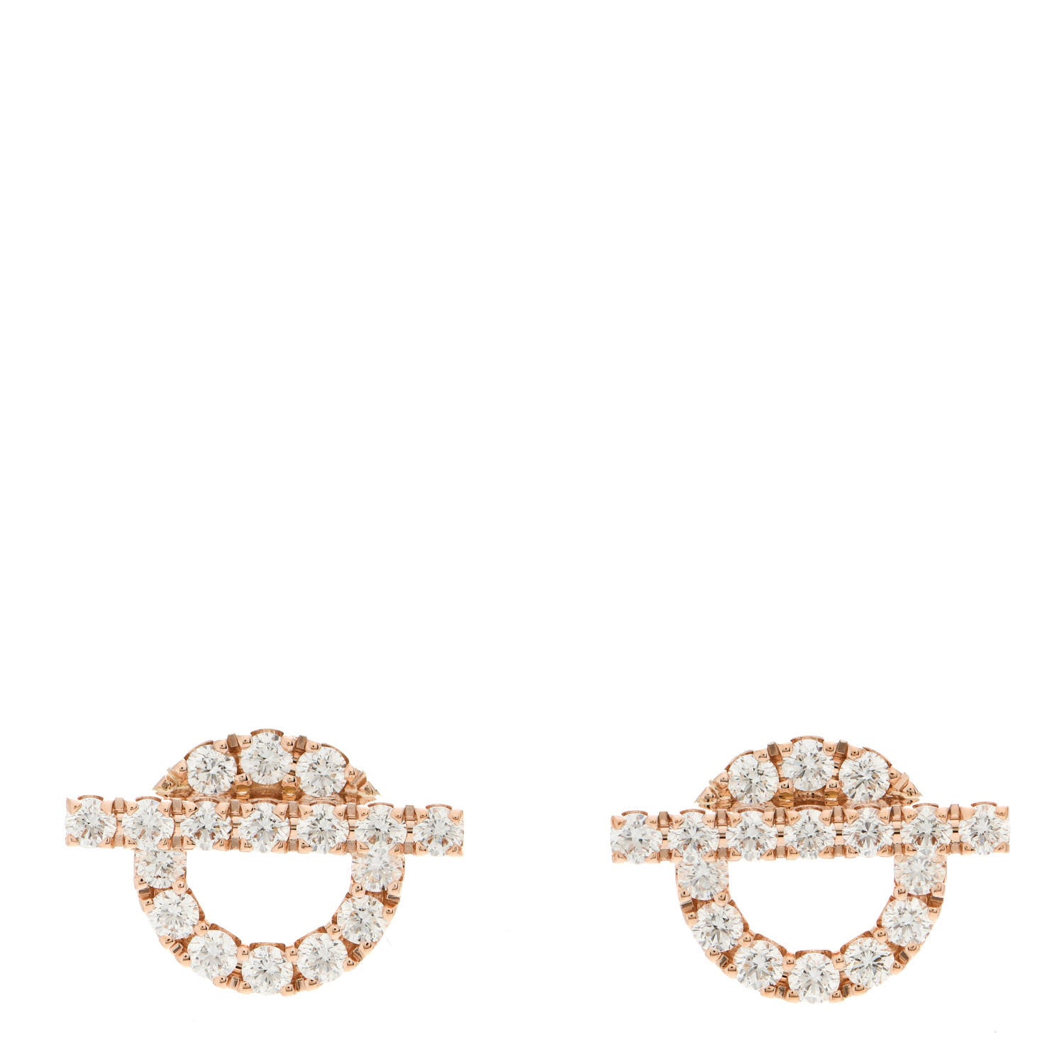 Hermes 18K Rose Gold Diamond Finesse Earrings 1 of 5