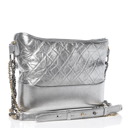 Chanel Metallic Lambskin Calfskin Quilted Medium Gabrielle Hobo Silver 3 of 8