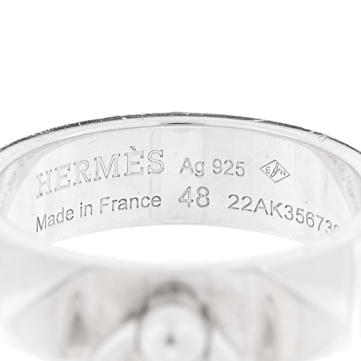 Hermes Sterling Silver PM Collier De Chien Ring 48 4.5 4 of 5