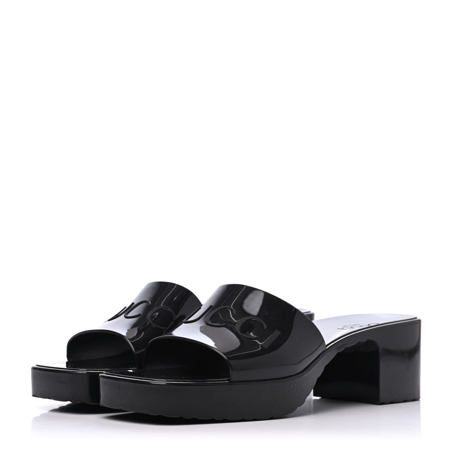 Gucci Rubber Gucci Logo Womens Platform 20/60mm Slide Sandals 40 Black 3 of 14