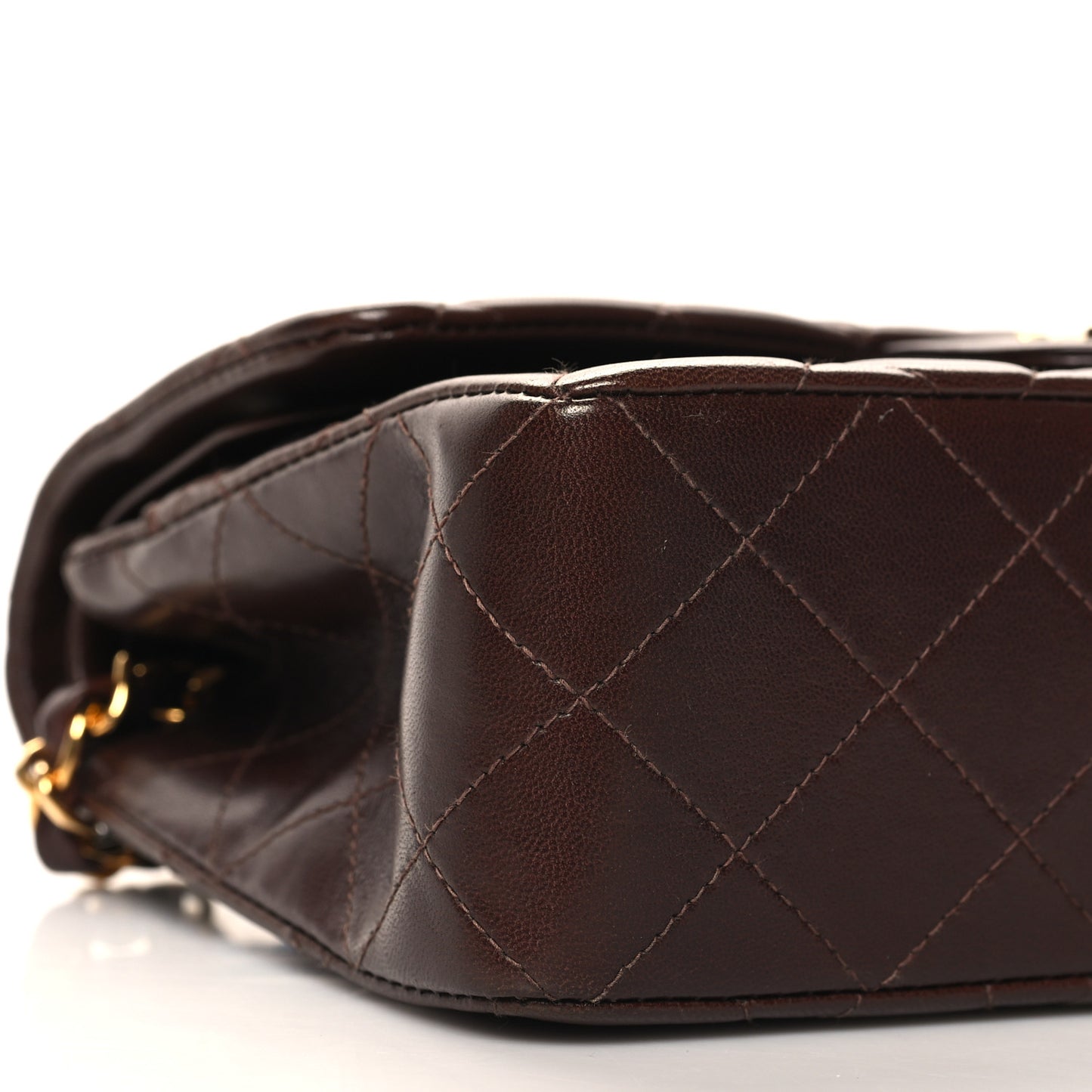 Lambskin Quilted Small Double Flap Dark Brown