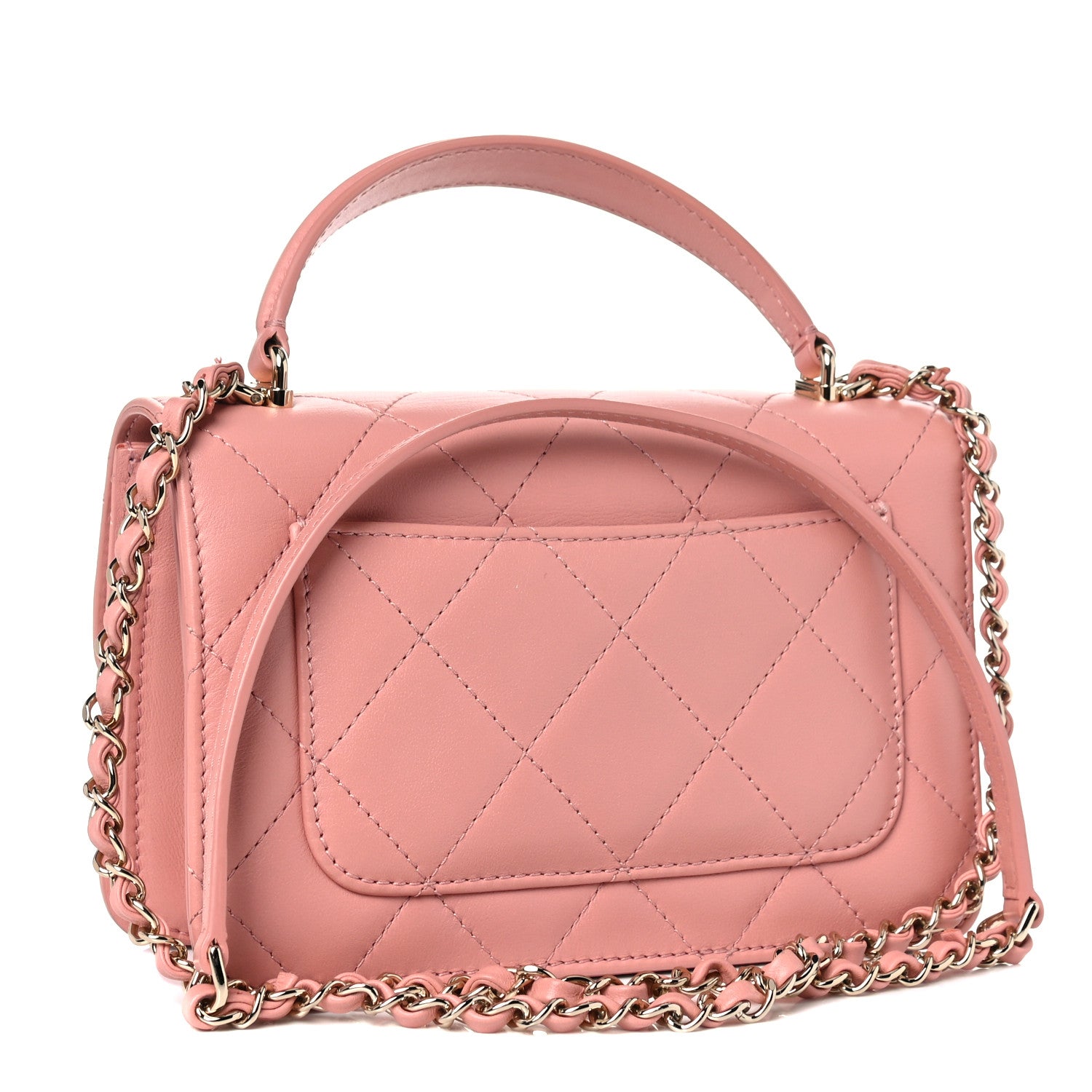 Chanel Calfskin Quilted Small Top Handle Flap Pink 2 of 13