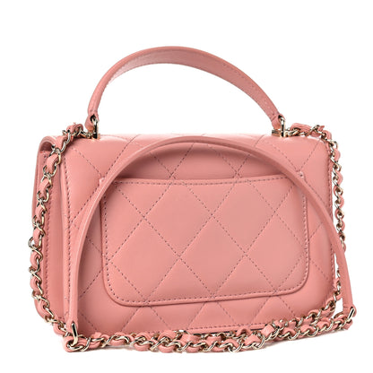Chanel Calfskin Quilted Small Top Handle Flap Pink 2 of 13