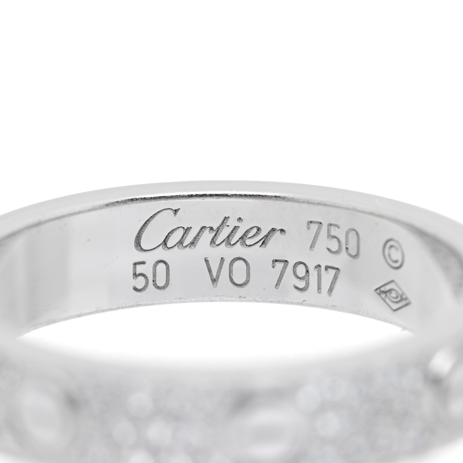 Cartier 18K White Gold Diamond 4mm LOVE Wedding Paved Band Ring 50 5.25 4 of 5