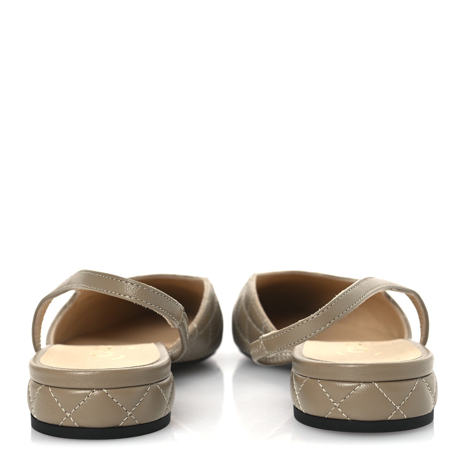 Chanel Lambskin Patent Cap Toe CC Slingback Flats 38 Beige Black 6 of 11