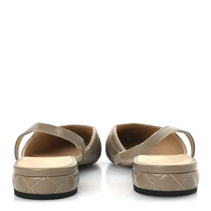 Chanel Lambskin Patent Cap Toe CC Slingback Flats 38 Beige Black 6 of 11