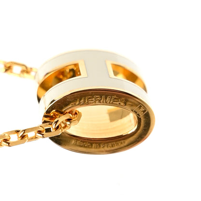 Hermes Lacquered Gold Mini Pop H Pendant Necklace White 6 of 7