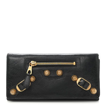 Balenciaga Agneau Giant 12 Gold Hardware Money Wallet Black 1 of 9
