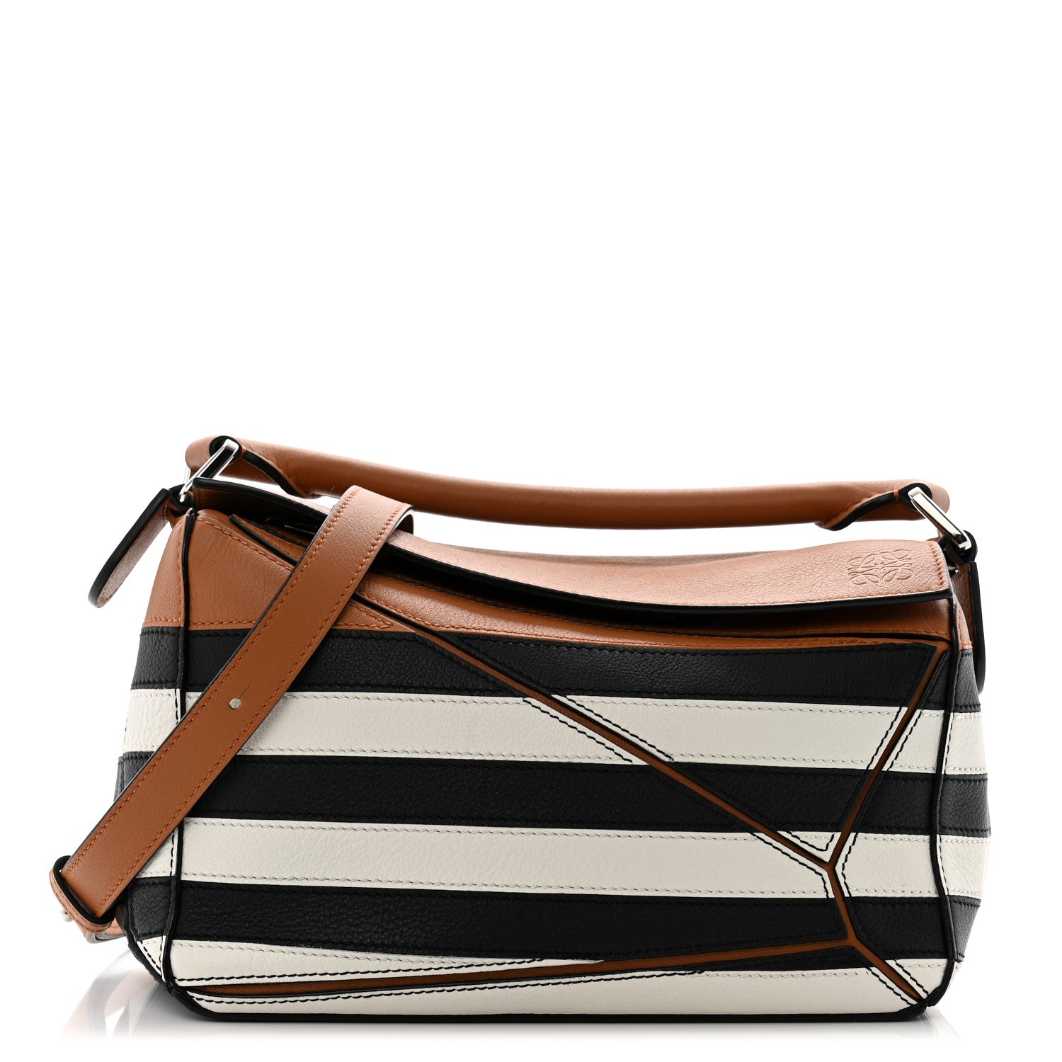 Loewe Calfskin Marine Stripe Small Puzzle Bag Tan 1 of 10
