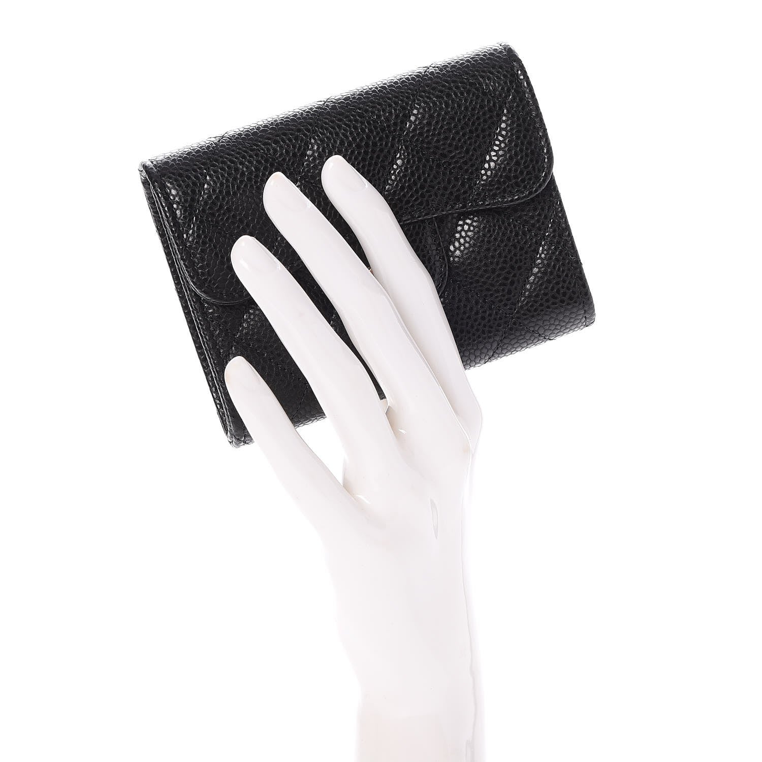 Chanel Caviar Quilted Flap Card Holder Wallet Black 2 of 10