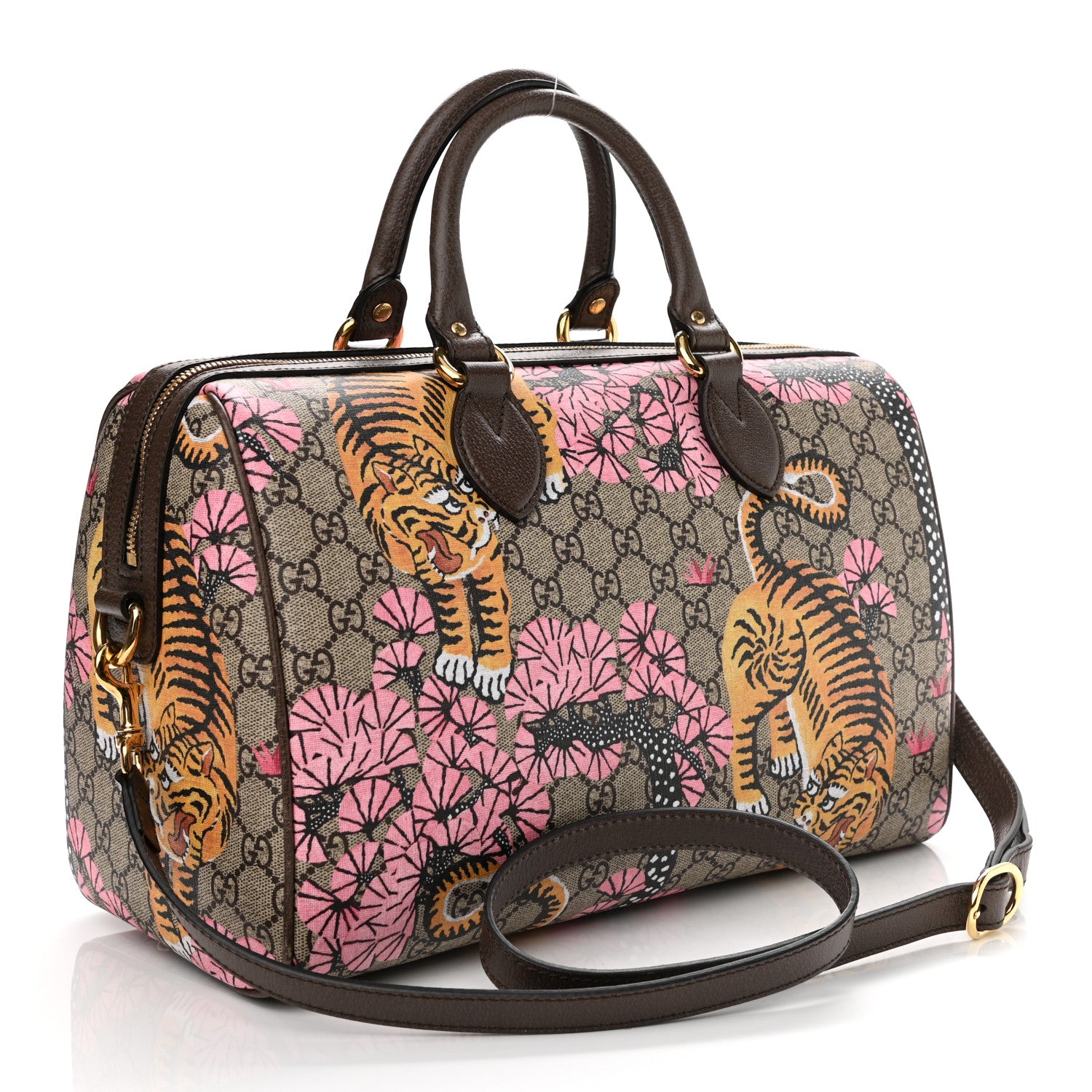 Gucci GG Supreme Monogram Bengal Medium Boston Beige PInk 3 of 13