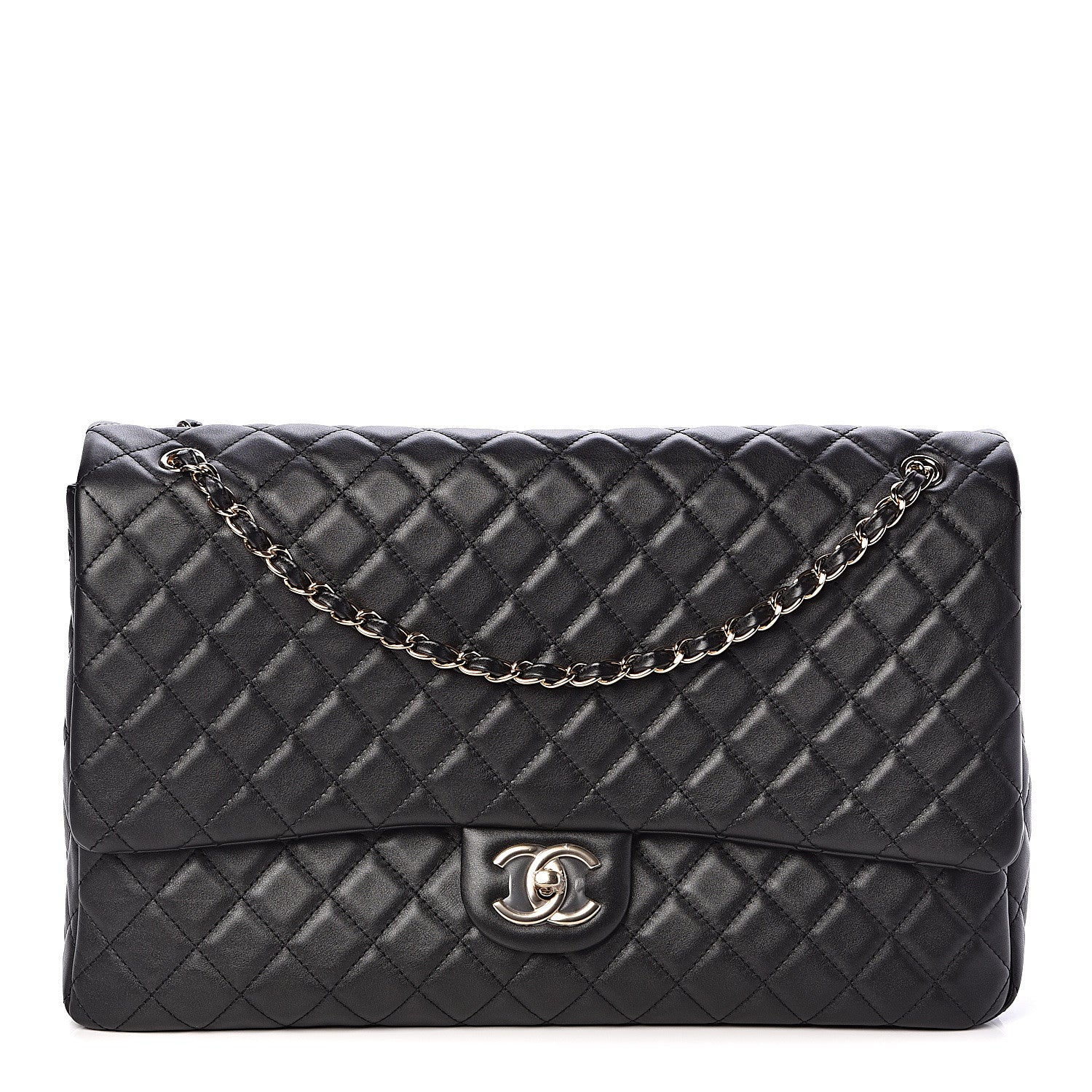 Chanel Metallized Calfskin Quilted XXL Travel Flap Bag Black 1 of 11