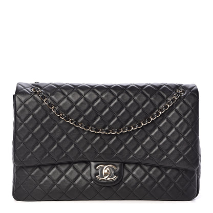 Chanel Metallized Calfskin Quilted XXL Travel Flap Bag Black 1 of 11