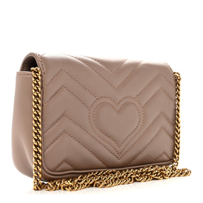 Gucci Calfskin Matelasse Super Mini GG Marmont Shoulder Bag Porcelain Rose 3 of 13