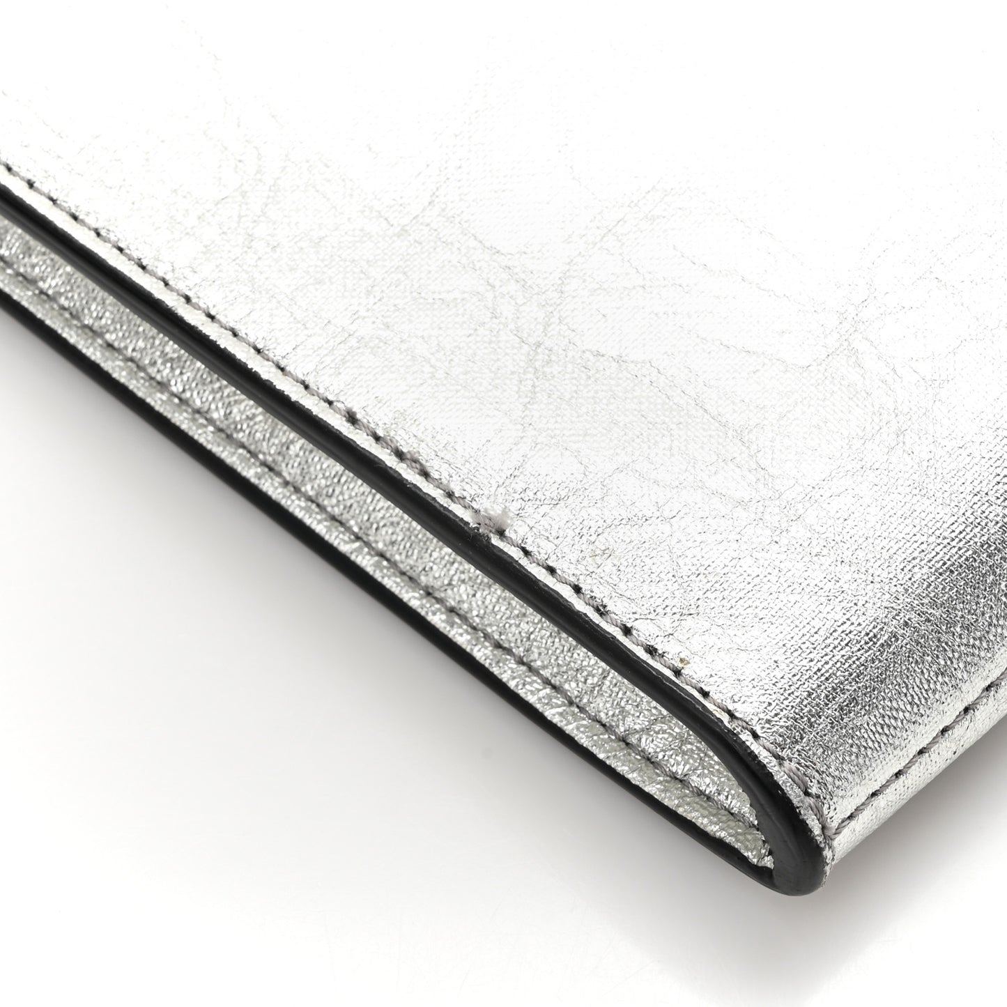 Metallic Alter Nappa Perforated Pouch Silver