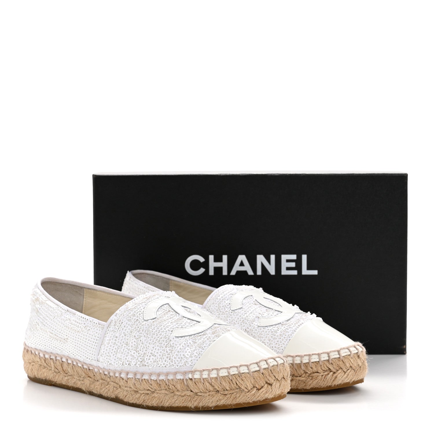 Chanel Patent Sequin CC Espadrilles 36 White 11 of 11
