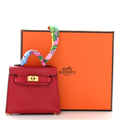 Hermes Tadelakt Mini Kelly Twilly Bag Charm Rouge Vif 5 of 5