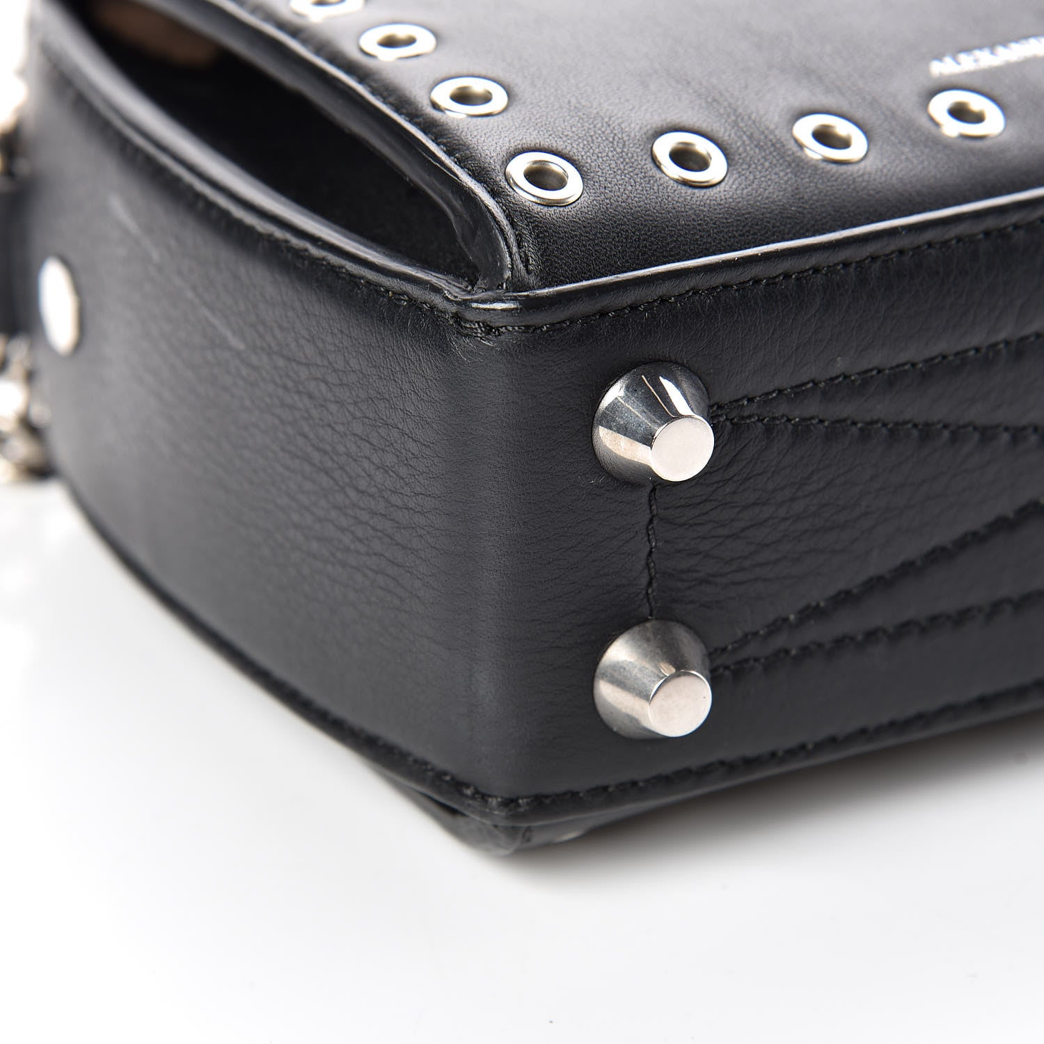 Alexander McQueen Fine Grain Goatskin Perforated Box Shoulder Bag 16 Black 6 of 10