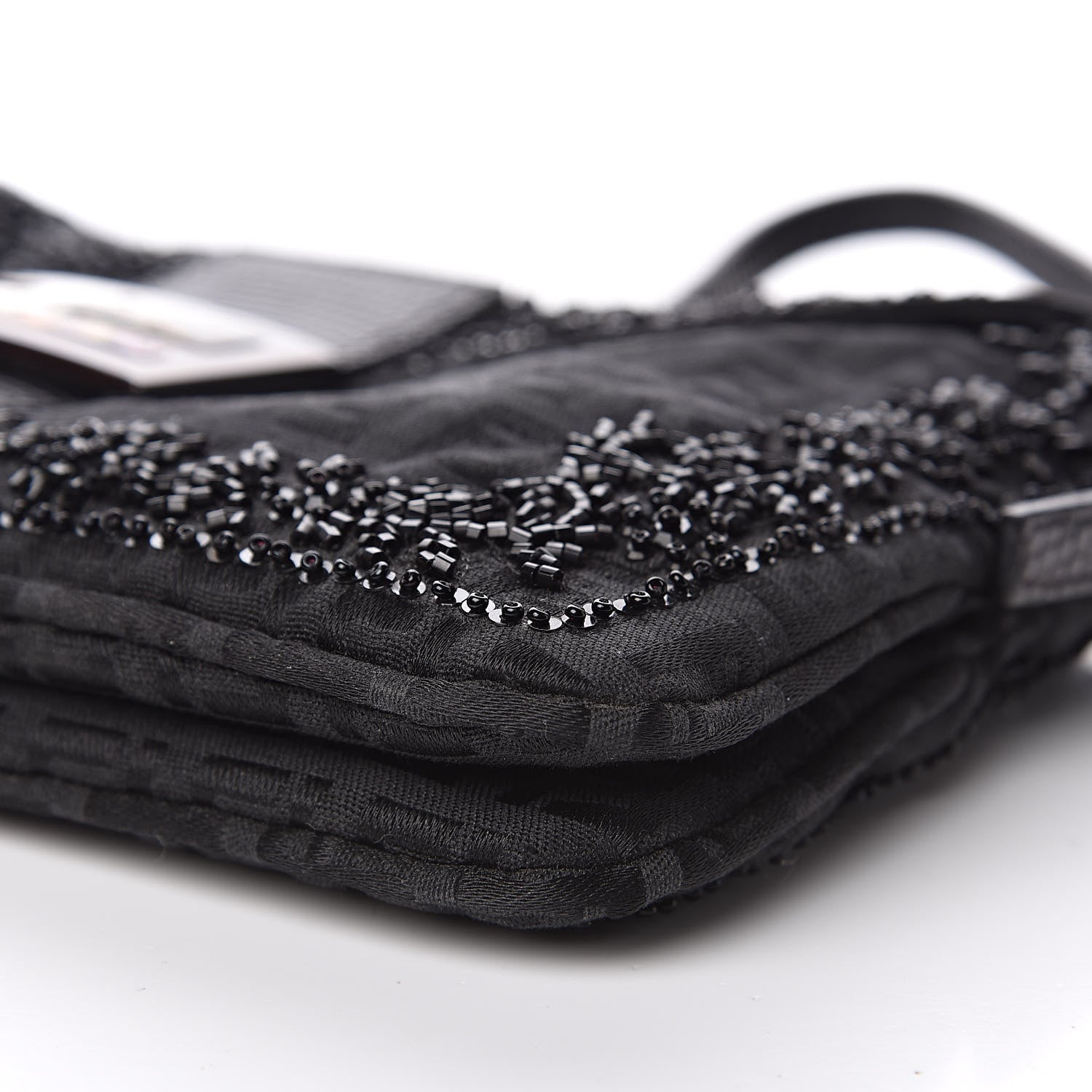 Fendi Zucchino Lizard Beaded Baguette Black 8 of 14